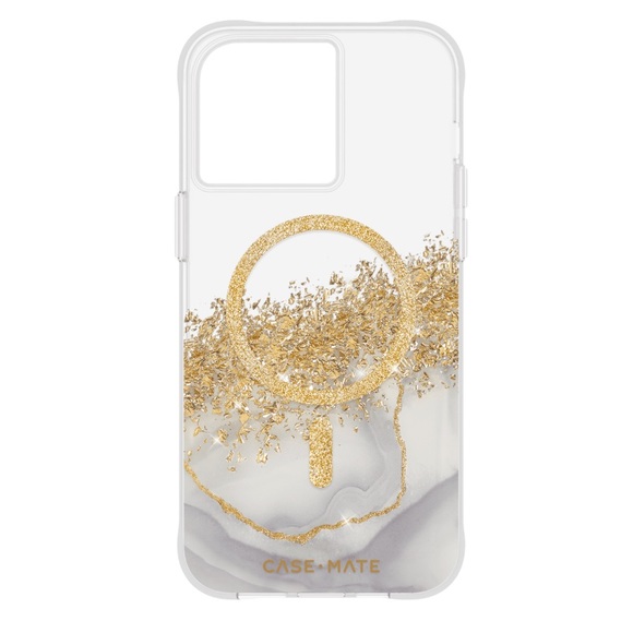 CASE-MATE Karat Gold Glitter Grey Marble Granite MagSafe iPhone 15 PRO MAX Case - Picture 2 of 16